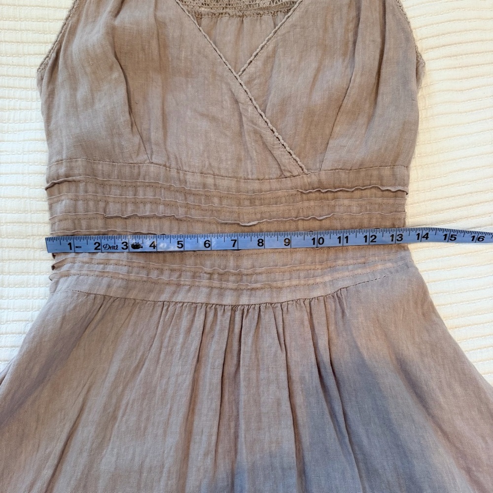 S&F 2005 Made In Italy 100% Linen Blush Cotton Crochet Sun Dress Women's Size S - Picture 9 of 10
